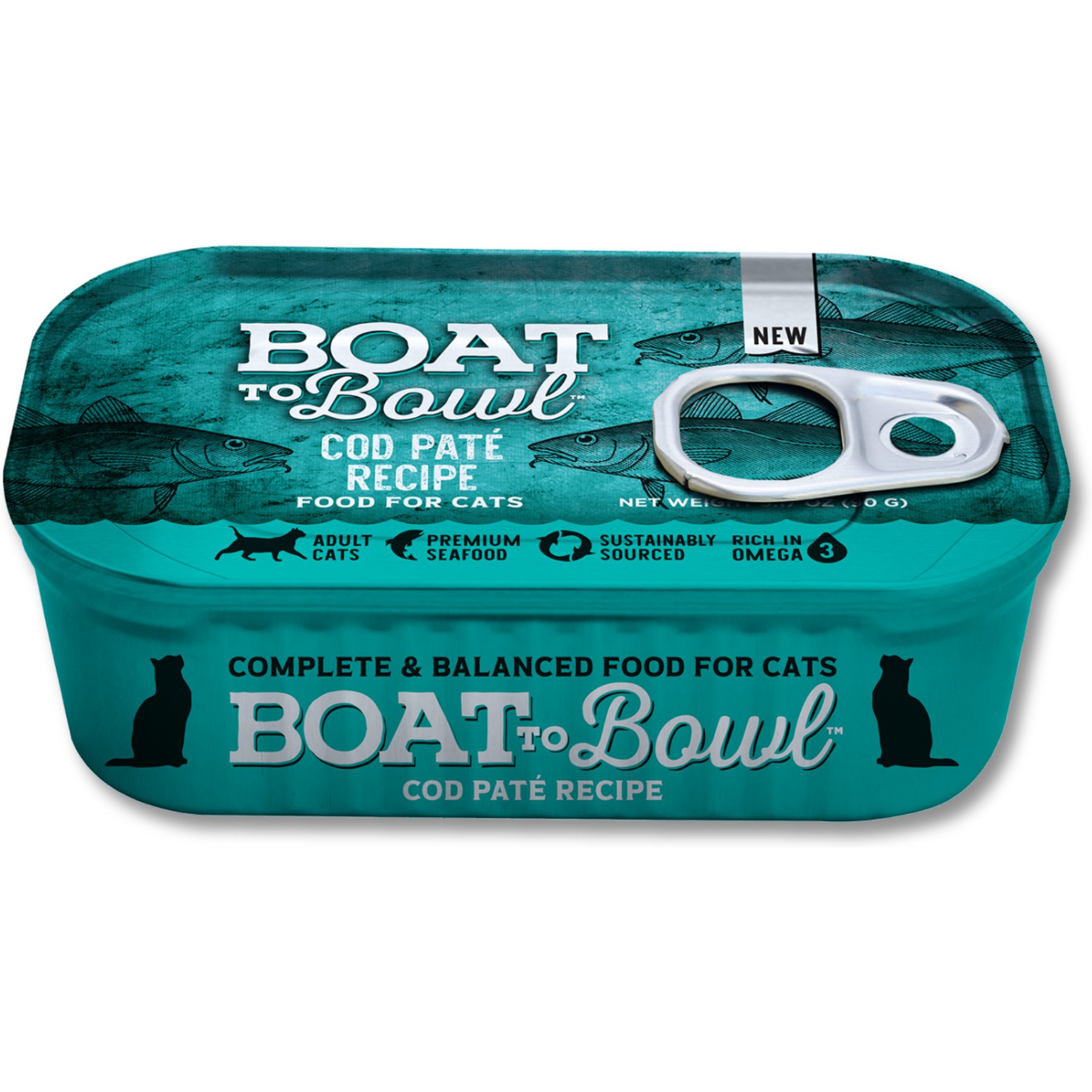 Boat to Bowl Pet Food Cod Pate Wet Cat Food, 3.17-oz can, case of 8