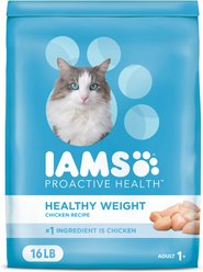 Iams Proactive Health Healthy Weight Chicken Flavor Adult Dry Cat Food, 16-lb bag