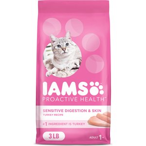Iams Proactive Health Sensitive Digestion & Skin Turkey Dry Cat Food, 3-lb bag