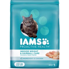 Iams ProActive Health Indoor Weight & Hairball Care Adult Dry Cat Food, 22-lb bag
