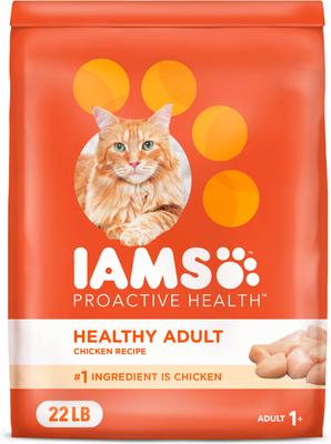 Show full view: Iams ProActive Health Healthy Adult Original with Chicken Dry Cat Food, 22-lb bag + Greenies Feline SmartBites Healthy Skin & Fur Chicken Flavor Cat Treats, 4.6-oz bag slide 2 of 10