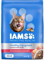 Iams Proactive Health Healthy Enjoyment Immune Support Chicken & Beef Adult Dry Cat Food, 15-lb bag