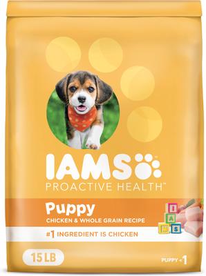 Show full view: Puppy Variety Pack: Greenies Petite Dental Treats, 20 count + Iams Proactive Health Smart with Real Chicken Dry Food, 15-lb bag + Iams ProActive Health Classic Ground with Chicken & Rice Canned Wet Food, 13-oz can, case of 12 slide 5 of 9