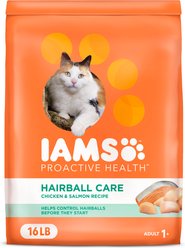 Iams ProActive Health Adult Hairball Care with Chicken & Salmon Dry Cat Food, 16-lb bag