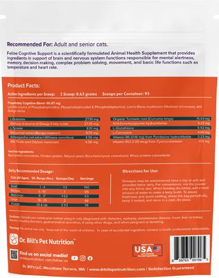 Show full view: Dr. Bill's Pet Nutrition Feline Cognitive Support Cat Supplement Powder, 60-gm pouch slide 7 of 12