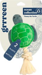 Grrreen Rope Turtle Squeaky Plush Dog Toy, Medium