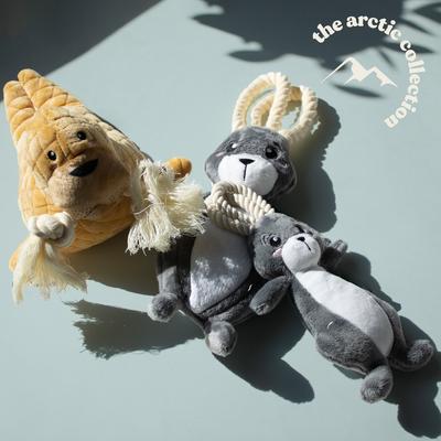 Show full view: Grrreen Arctic Hare with Rope Squeaky Plush Dog Toy, Small slide 6 of 7