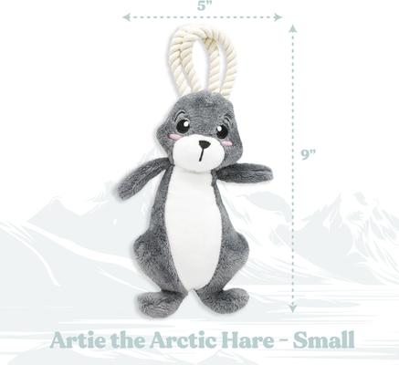 Show full view: Grrreen Arctic Hare with Rope Squeaky Plush Dog Toy, Small slide 4 of 7
