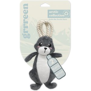 Grrreen Arctic Hare with Rope Squeaky Plush Dog Toy, Small