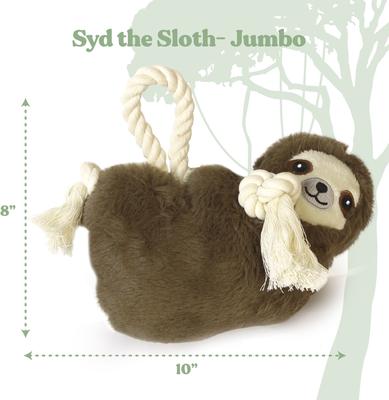 Show full view: Grrreen Sloth with Rope Squeaky Plush Dog Toy, Large slide 4 of 7