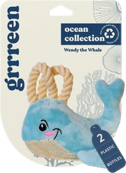 Grrreen Rope Whale Squeaky Plush Dog Toy, Small