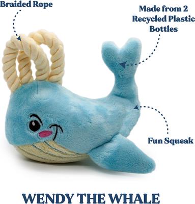 Show full view: Grrreen Rope Whale Squeaky Plush Dog Toy, Small slide 2 of 7
