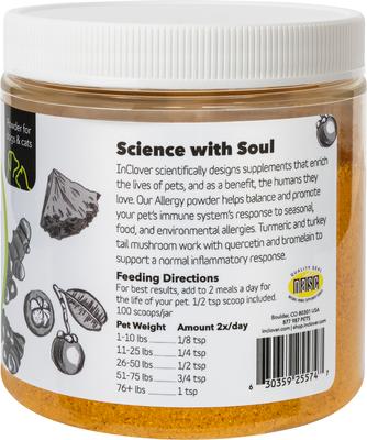 Show full view: InClover Allergy Powder Supplement for Dogs & Cats, 100-gm jar slide 4 of 7