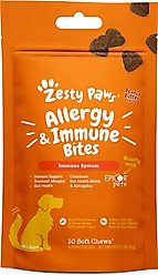 Zesty Paws Allergy & Immune Bites Allergies, Immune, & Gut Support Peanut Butter Flavored Soft Chews Supplement for Dogs, 10 count