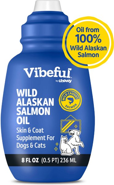 Show full view: Vibeful Wild Alaskan Salmon Oil Liquid Skin & Coat Supplement for Dogs & Cats, 8-oz slide 1 of 8