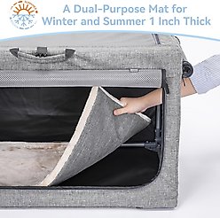Petsfit Three Door Collapsible Soft Sided Dog & Cat Crate, Gray, 40 inch slide 2 of 7