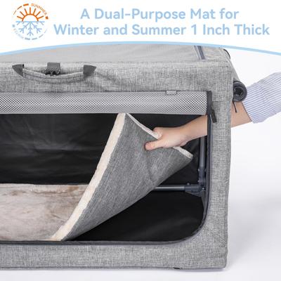 Show full view: Petsfit Three Door Collapsible Soft Sided Dog & Cat Crate, Gray, 40 inch slide 4 of 9