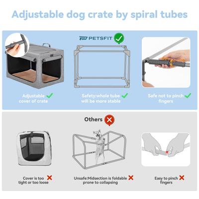 Show full view: Petsfit Three Door Collapsible Soft Sided Dog & Cat Crate, Gray, 36 inch slide 5 of 10