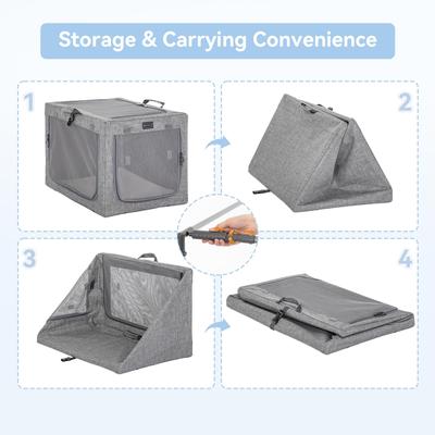 Show full view: Petsfit Three Door Collapsible Soft Sided Dog & Cat Crate, Gray, 36 inch slide 4 of 10
