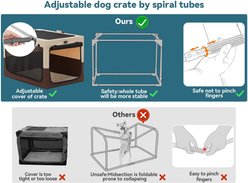 Petsfit Three Door Collapsible Soft Sided Dog & Cat Crate, Brown, 24 inch slide 2 of 7