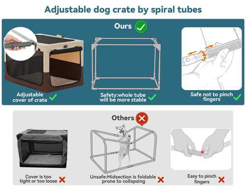 Show full view: Petsfit Three Door Collapsible Soft Sided Dog & Cat Crate, Brown, 24 inch slide 5 of 9