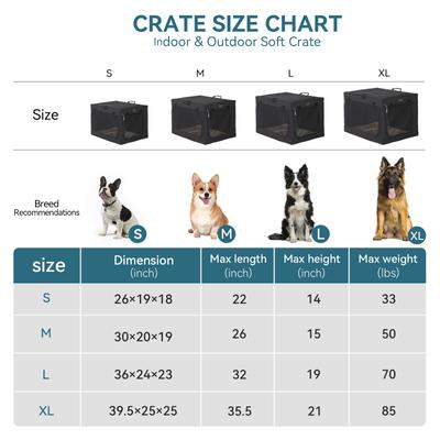 Show full view: Petsfit Three Door Collapsible Soft Sided Dog & Cat Crate, Black, 36 inch slide 2 of 8