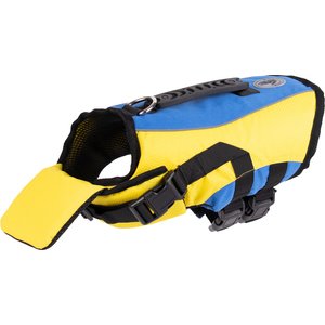 Body Glove Ripstop Dog Life Jacket, Blue/Yellow, Medium