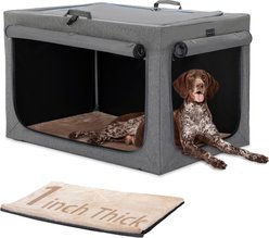 Petsfit Three Door Collapsible Soft Sided Dog & Cat Crate, Gray, 40 inch