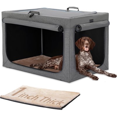 Petsfit Petsfit Three Door Collapsible Soft Sided Dog & Cat Crate, Gray, 40 inch