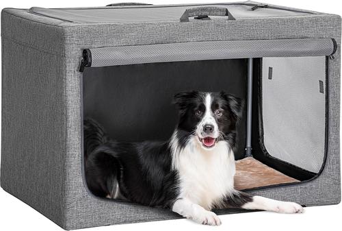 Show full view: Petsfit Three Door Collapsible Soft Sided Dog & Cat Crate, Gray, 36 inch slide 8 of 10