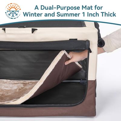 Show full view: Petsfit Three Door Collapsible Soft Sided Dog & Cat Crate, Brown, 24 inch slide 3 of 9