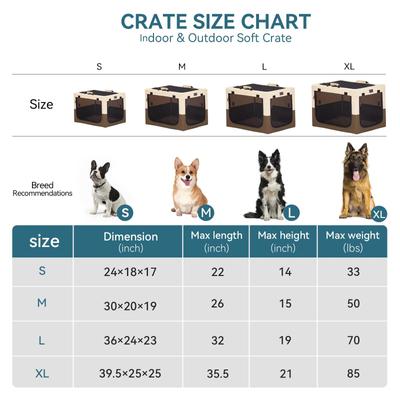 Show full view: Petsfit Three Door Collapsible Soft Sided Dog & Cat Crate, Brown, 24 inch slide 2 of 9