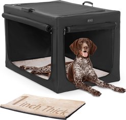 Petsfit Three Door Collapsible Soft Sided Dog & Cat Crate, Black, 40 inch