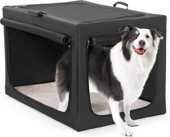 Petsfit Three Door Collapsible Soft Sided Dog & Cat Crate, Black, 36 inch