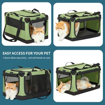 Show full view: Petsfit Adjustable Frame Three Door Collapsible Soft Sided Dog & Cat Crate, Green, 20 inch slide 5 of 10