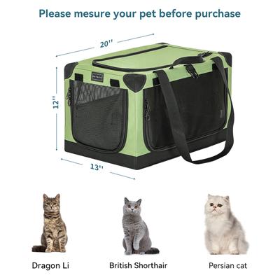 Show full view: Petsfit Adjustable Frame Three Door Collapsible Soft Sided Dog & Cat Crate, Green, 20 inch slide 2 of 10
