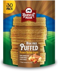 Harvest Moon Hide Free 5-inch Peanut Butter Puffed Strips Dog Hard Chew Treats, 30 count slide 1 of 2