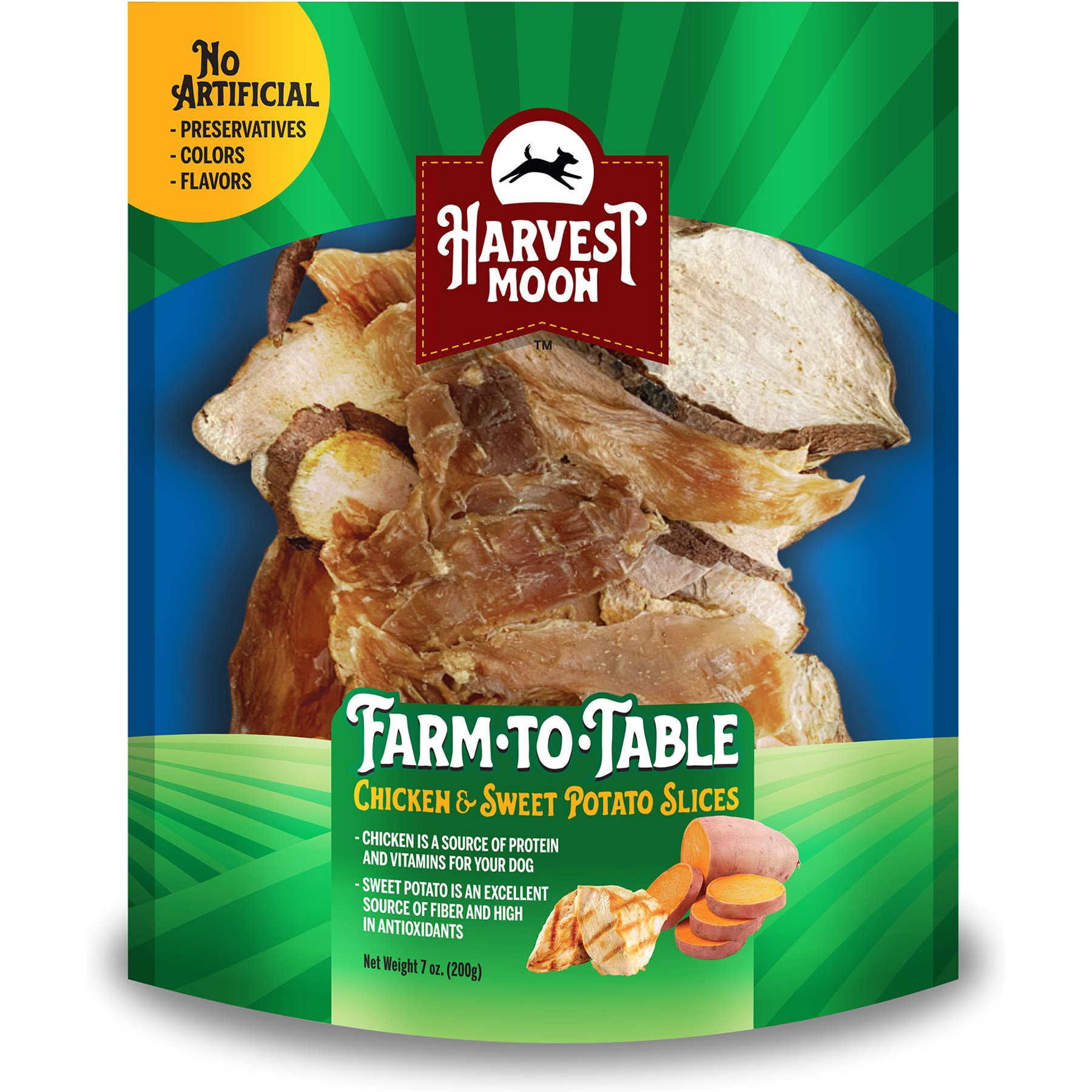 Harvest Moon Farm To Table Chicken & Sweet Potato Slices Dog Hard Chew Treats, 7-oz bag