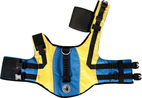 Show full view: Body Glove Ripstop Dog Life Jacket, Blue/Yellow, Small slide 4 of 7