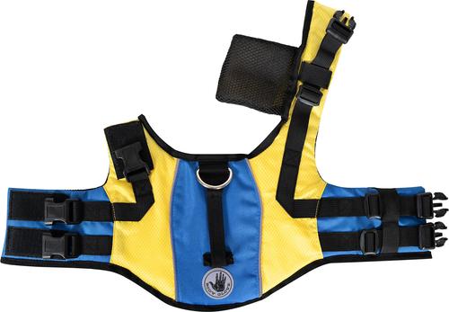 Show full view: Body Glove Ripstop Dog Life Jacket, Blue/Yellow, X-Small slide 4 of 7