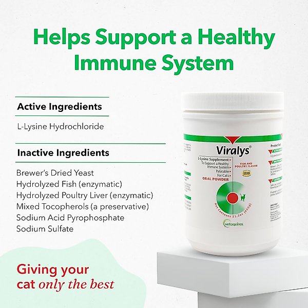 Show full view: Vetoquinol Viralys Powder Immune Supplement for Cats, 3.5-oz slide 2 of 10