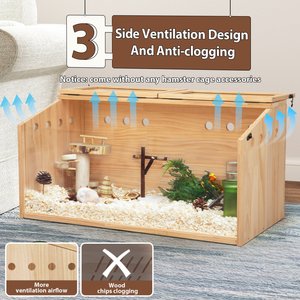 Coziwow Openable Top Wooden Hamster Cage & Gerbil Habitat, 31.5-in