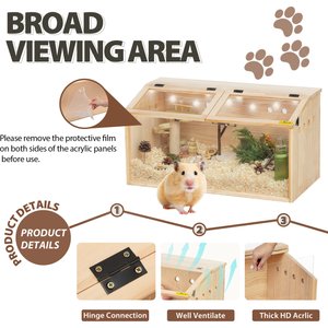 Coziwow Openable Top Wooden Hamster Cage & Gerbil Habitat, 31.5-in