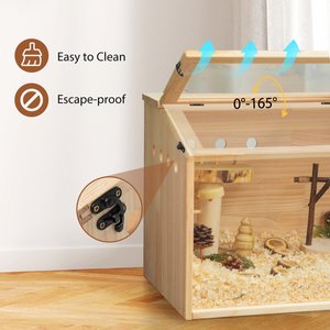 Coziwow Openable Top Wooden Hamster Cage & Gerbil Habitat, 31.5-in