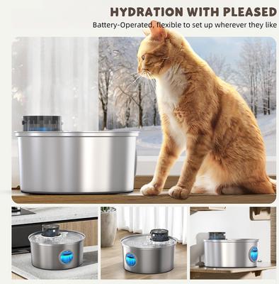 Show full view: Casfuy PWL-003 Smart Motion Sensor Cordless Stainless Steel Dog & Cat Water Fountain, 108-oz slide 8 of 10