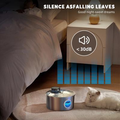 Show full view: Casfuy PWL-003 Smart Motion Sensor Cordless Stainless Steel Dog & Cat Water Fountain, 108-oz slide 6 of 10