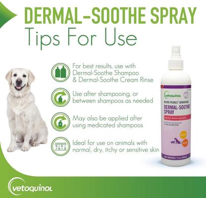 Show full view: Vetoquinol Dermal-Soothe Anti-Itch Spray for Dogs & Cats, 12-fl oz bottle slide 6 of 10