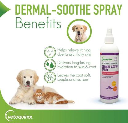 Show full view: Vetoquinol Dermal-Soothe Anti-Itch Spray for Dogs & Cats, 12-fl oz bottle slide 3 of 10