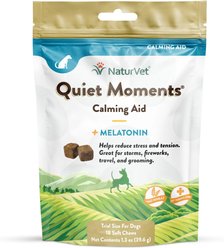 NaturVet Quiet Moments Poultry Flavored Soft Chew Calming Supplement for Dogs, 1.3-oz bag
