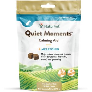 NaturVet Quiet Moments Poultry Flavored Soft Chew Calming Supplement for Dogs, 1.3-oz bag